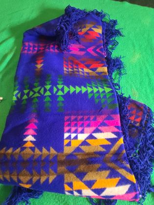 Pendleton Beaver State fringed shawl, royal blue banded geometric, plate 151