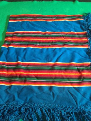 Pendleton "Beaver State" Robes and Shawls fringed serape-stripe shawl, teal, plate 159