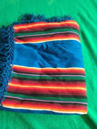 Pendleton "Beaver State" Robes and Shawls fringed serape-stripe shawl, teal, plate 161