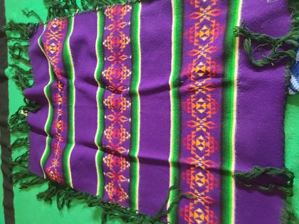 Pendleton "Beaver State" Robes and Shawls fringed shawl, purple with green stripes, plate 169