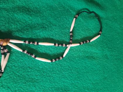 Small Plateau contour-beaded floral bag on bone hairpipe strap, plate 40