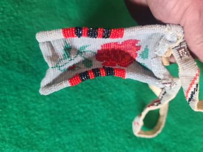 Small beaded purse with contour-stitched rose and wildflower, plate 65